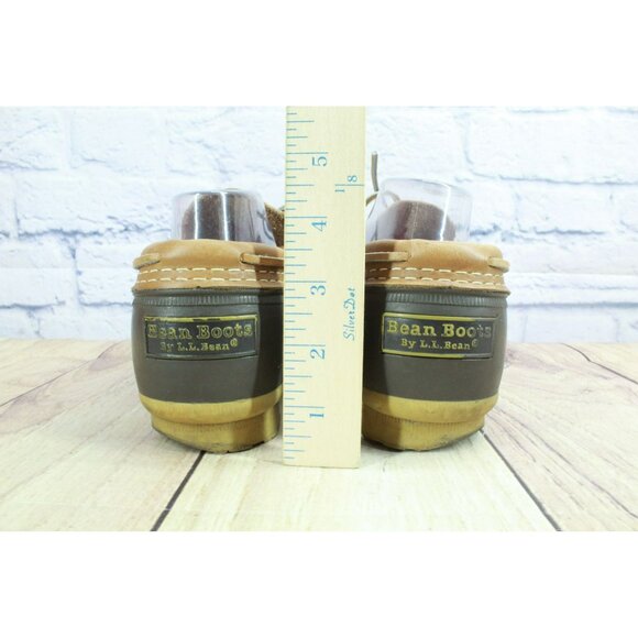 LL Bean Brown Leather Lace Up Unlined Gumshoes Duck Boots Size 8 Wide - Picture 6 of 10